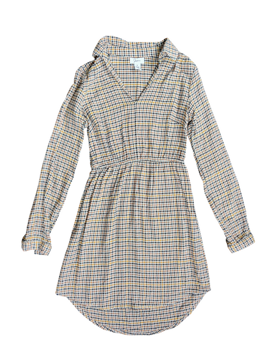 Japra Brown Check Long-Sleeve Shirt Dress