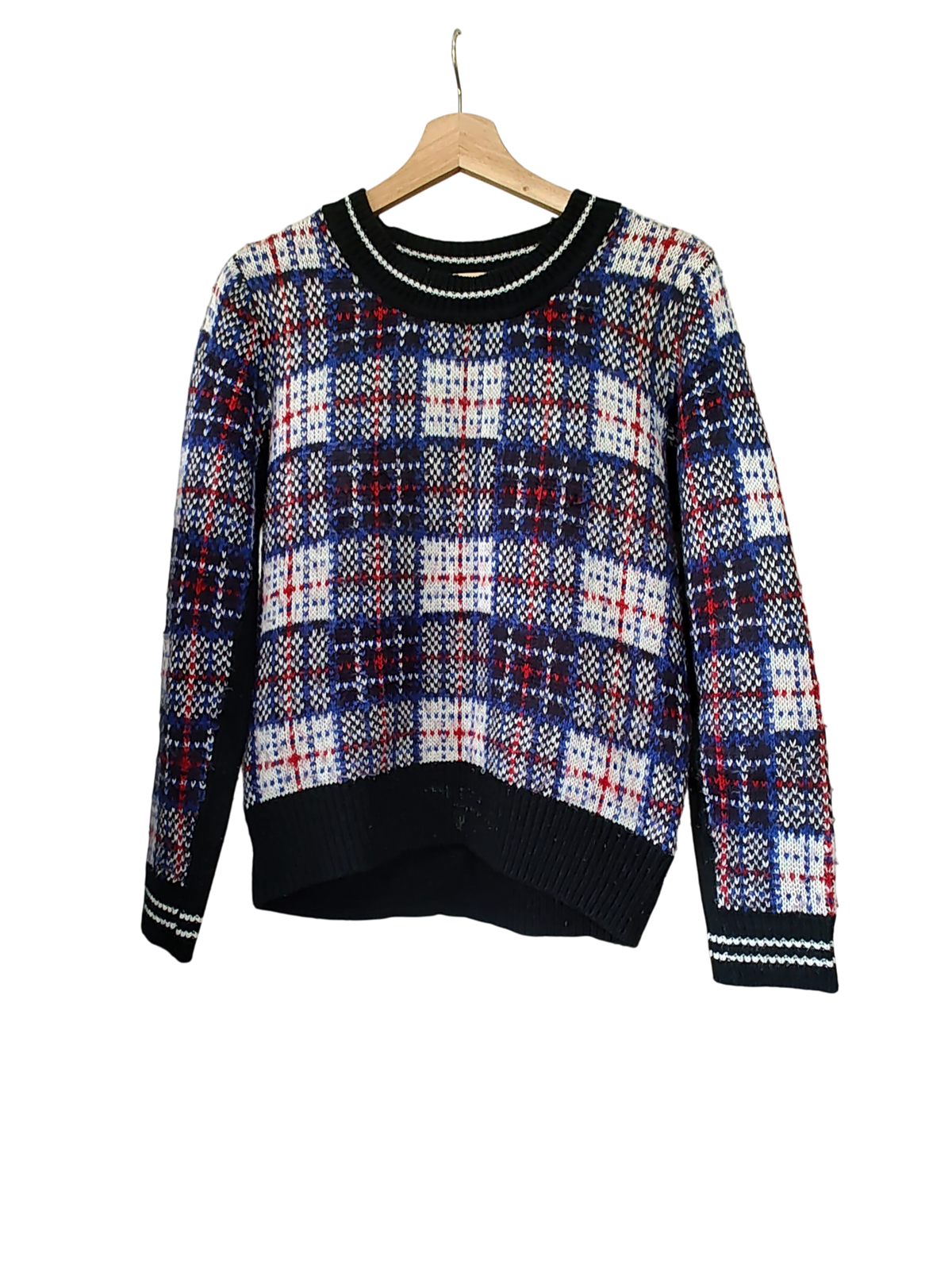 Black Tape Blue Check Knit Jumper