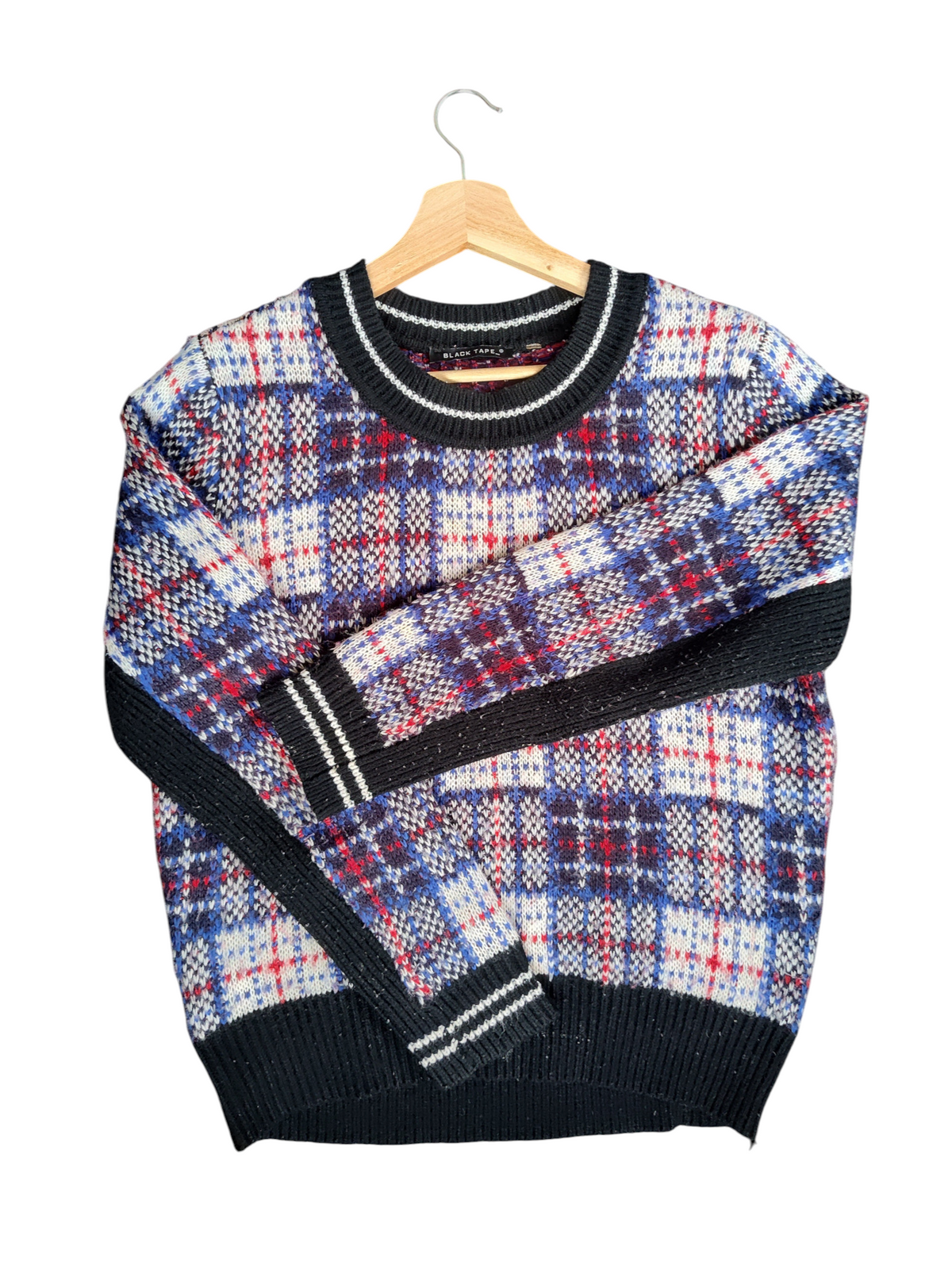 Black Tape Blue Check Knit Jumper