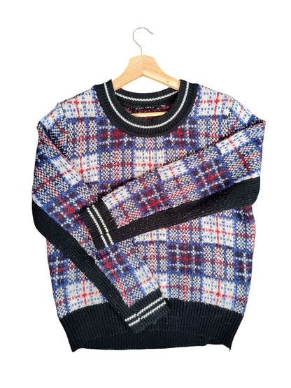 Black Tape Blue Check Knit Jumper