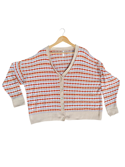 Avella Cream Multicolour Striped Knit Cardigan