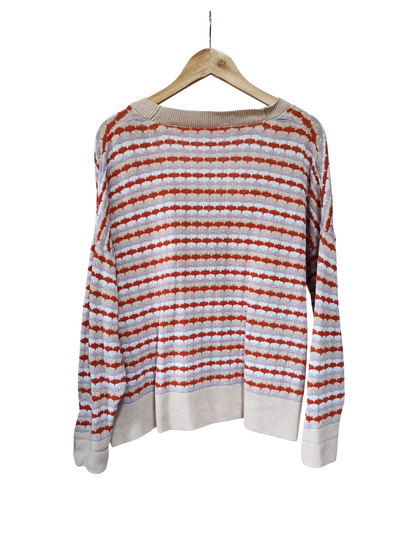 Avella Cream Multicolour Striped Knit Cardigan