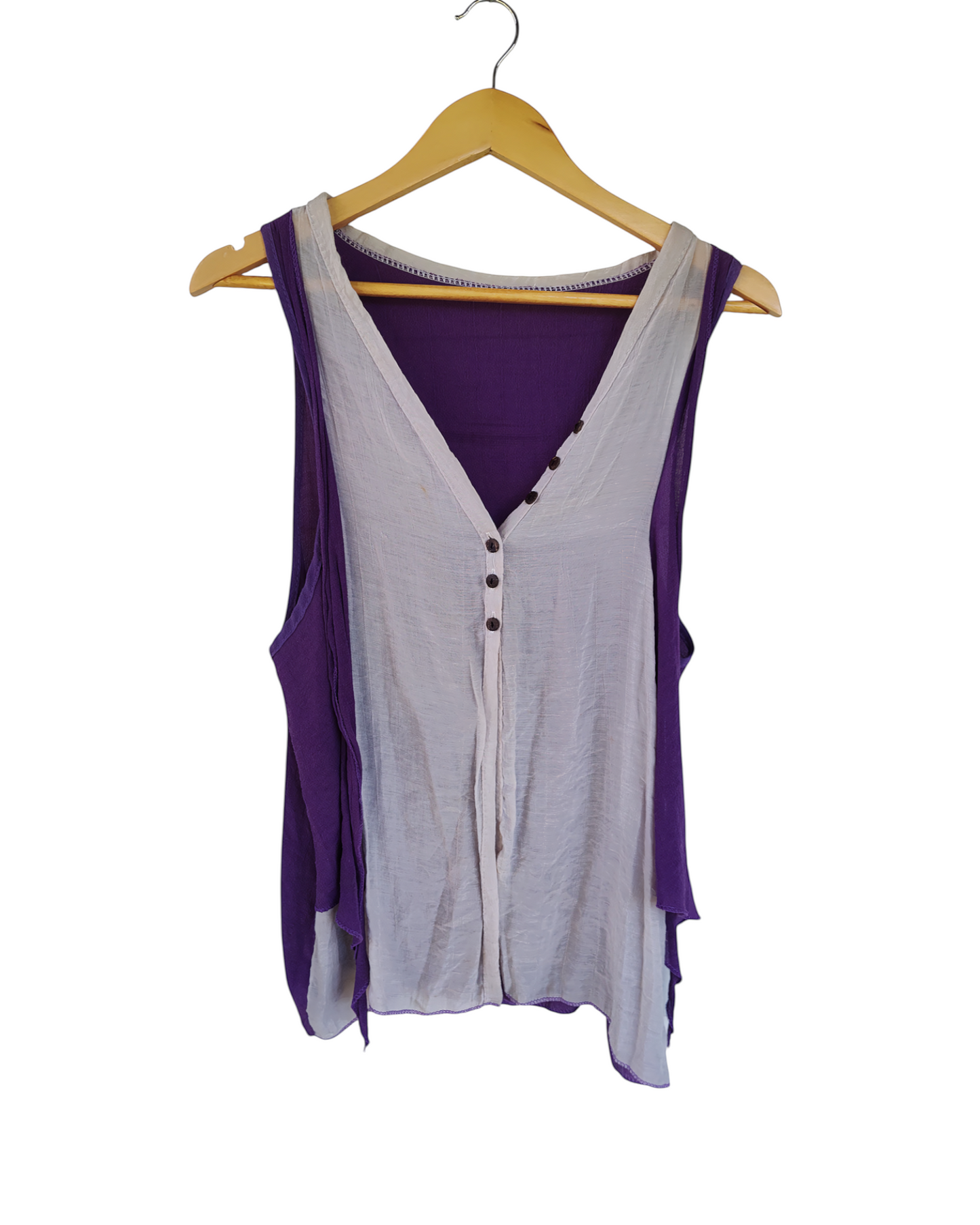 Purple & Cream Layered Boho Top