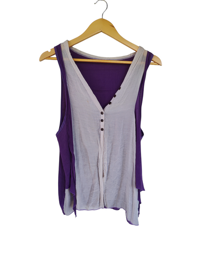 Purple & Cream Layered Boho Top