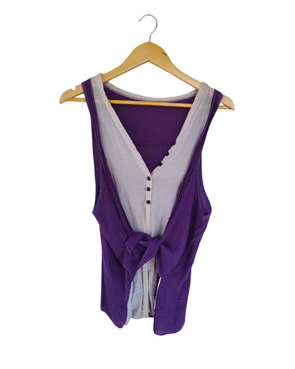 Purple & Cream Layered Boho Top