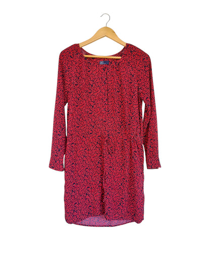 GAP red and navy printed long-sleeve dress