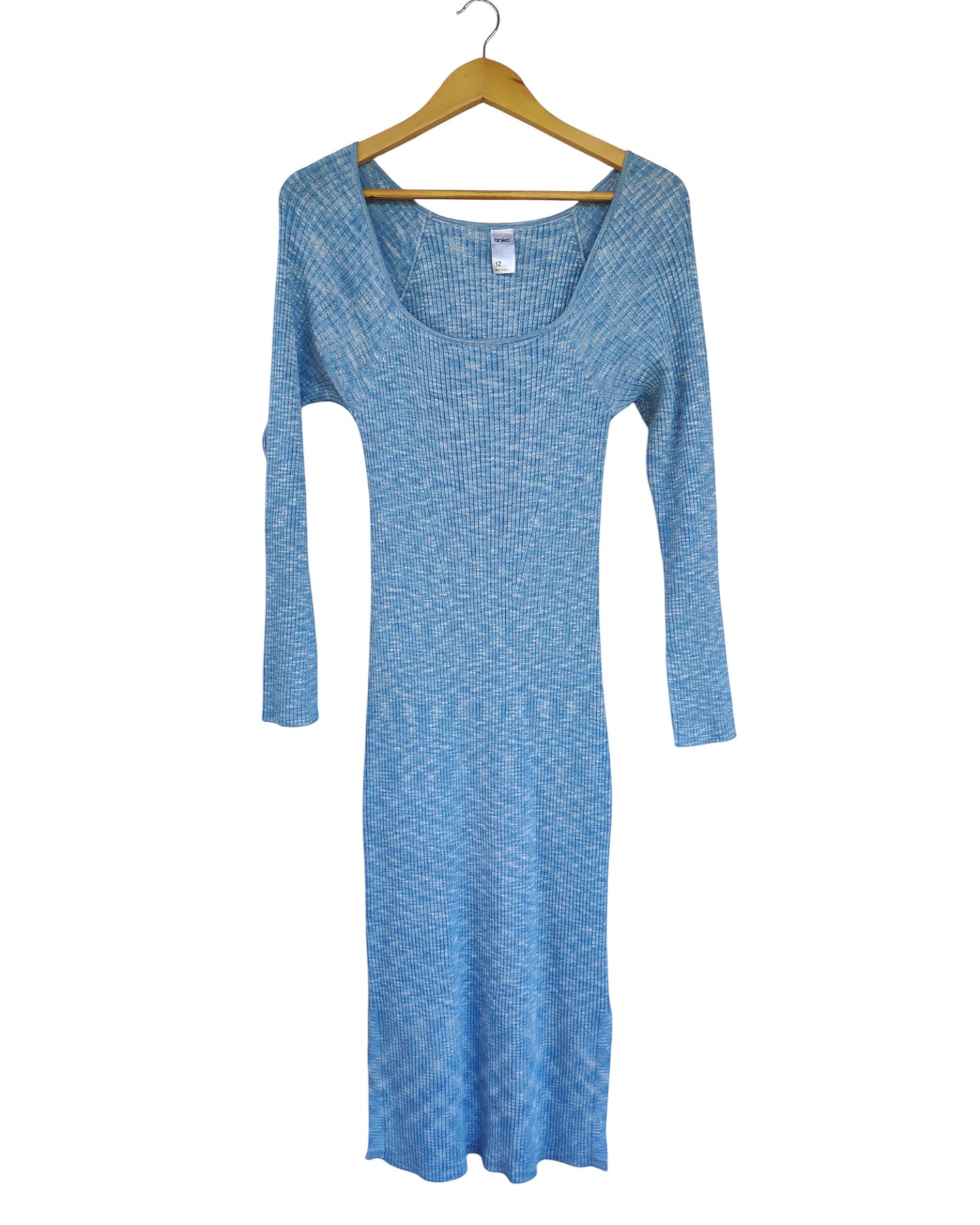 Baby blue long-sleeve midi dress