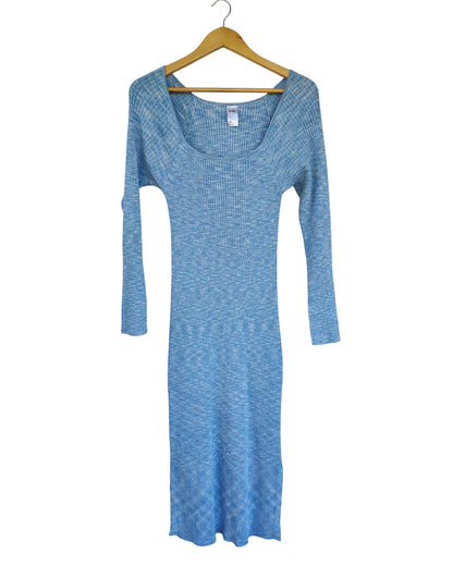 Baby blue long-sleeve midi dress