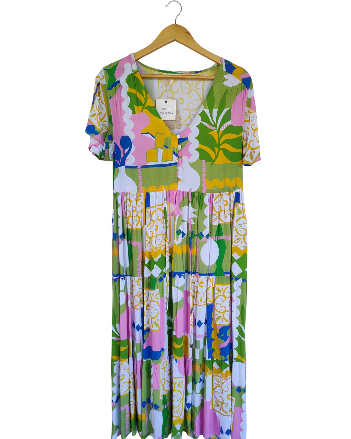 Colourful abstract print maxi dress