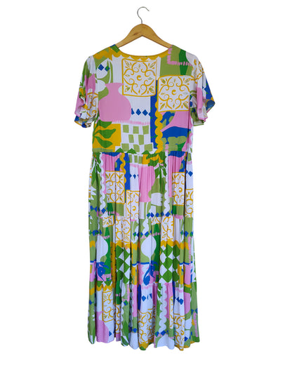 Colourful abstract print maxi dress