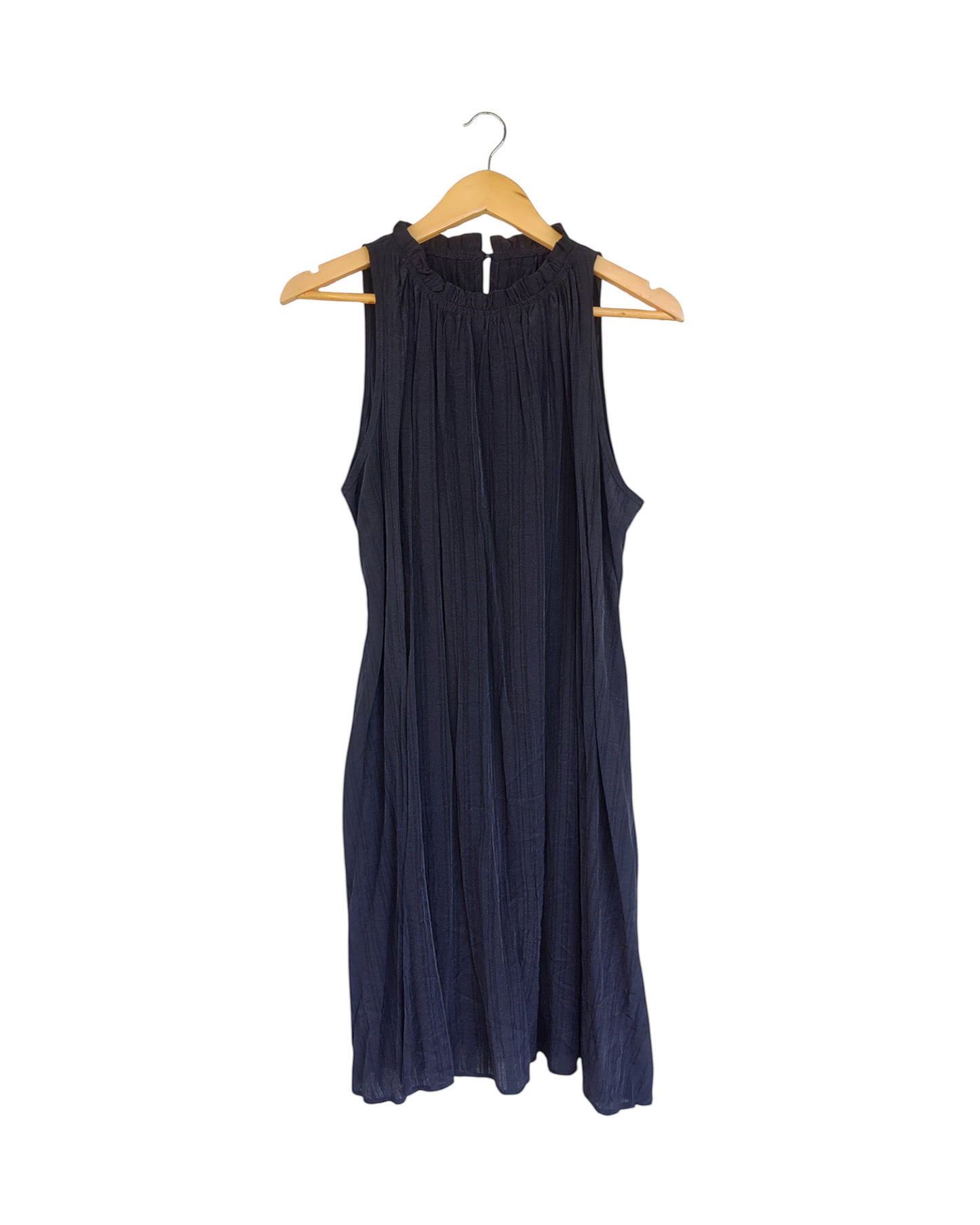 Black Pleated Halter Neck Midi Dress