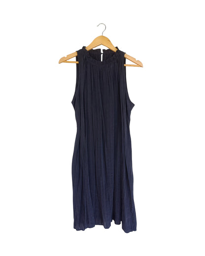 Black Pleated Halter Neck Midi Dress