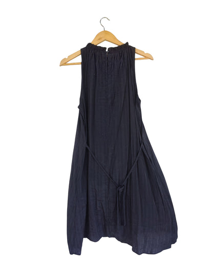Black Pleated Halter Neck Midi Dress