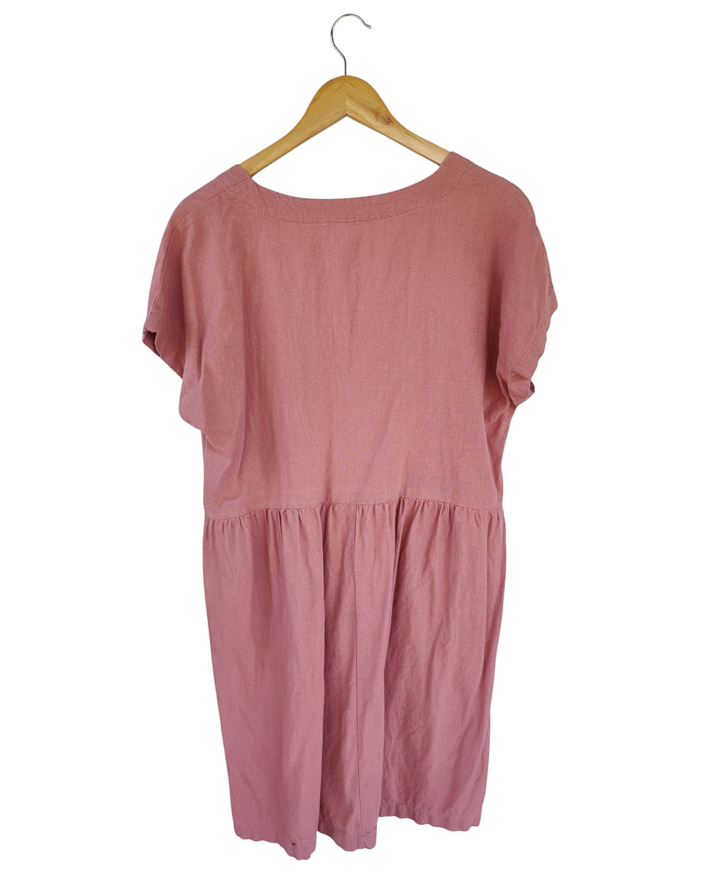 Dusty Rose V-Neck Babydoll Mini Dress