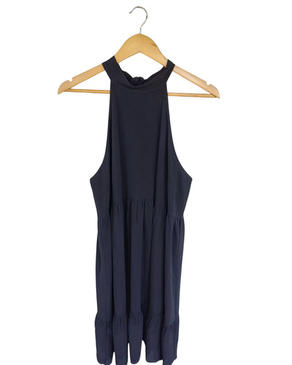 Black Sleeveless Tiered Midi Dress