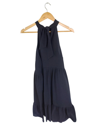 Black Sleeveless Tiered Midi Dress