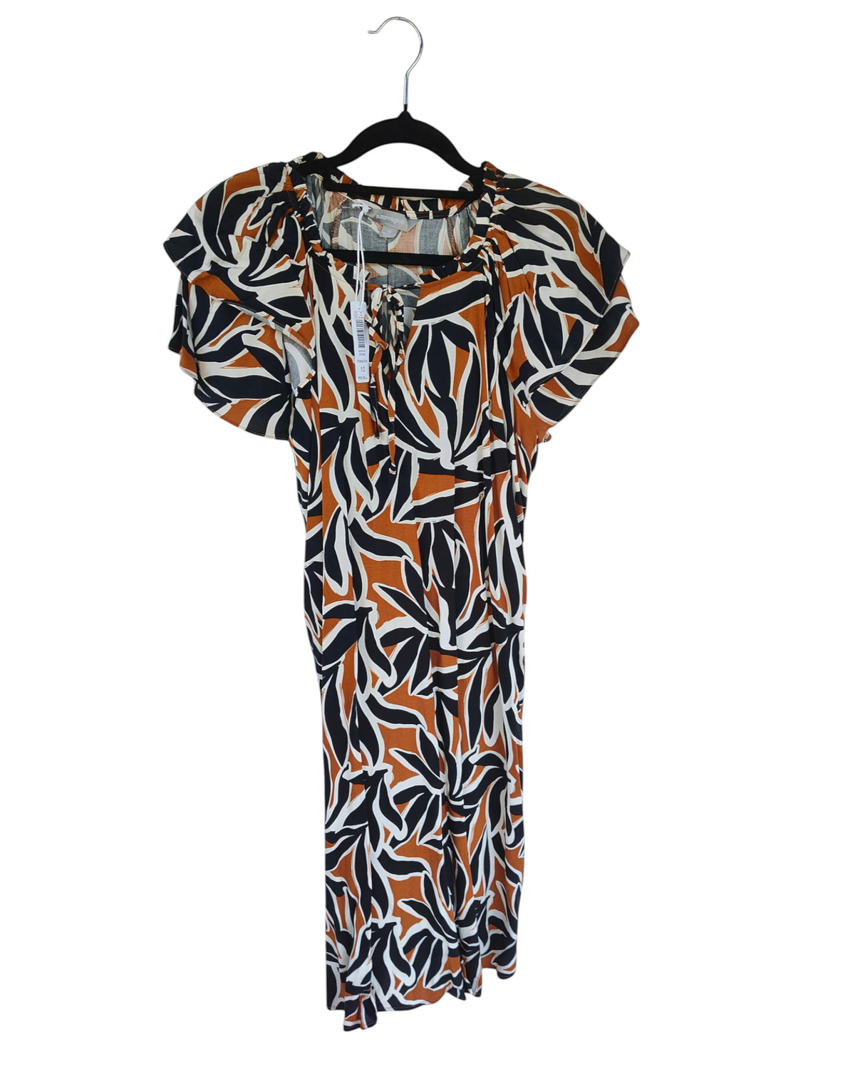 Abstract Leaf Print Midi Dress