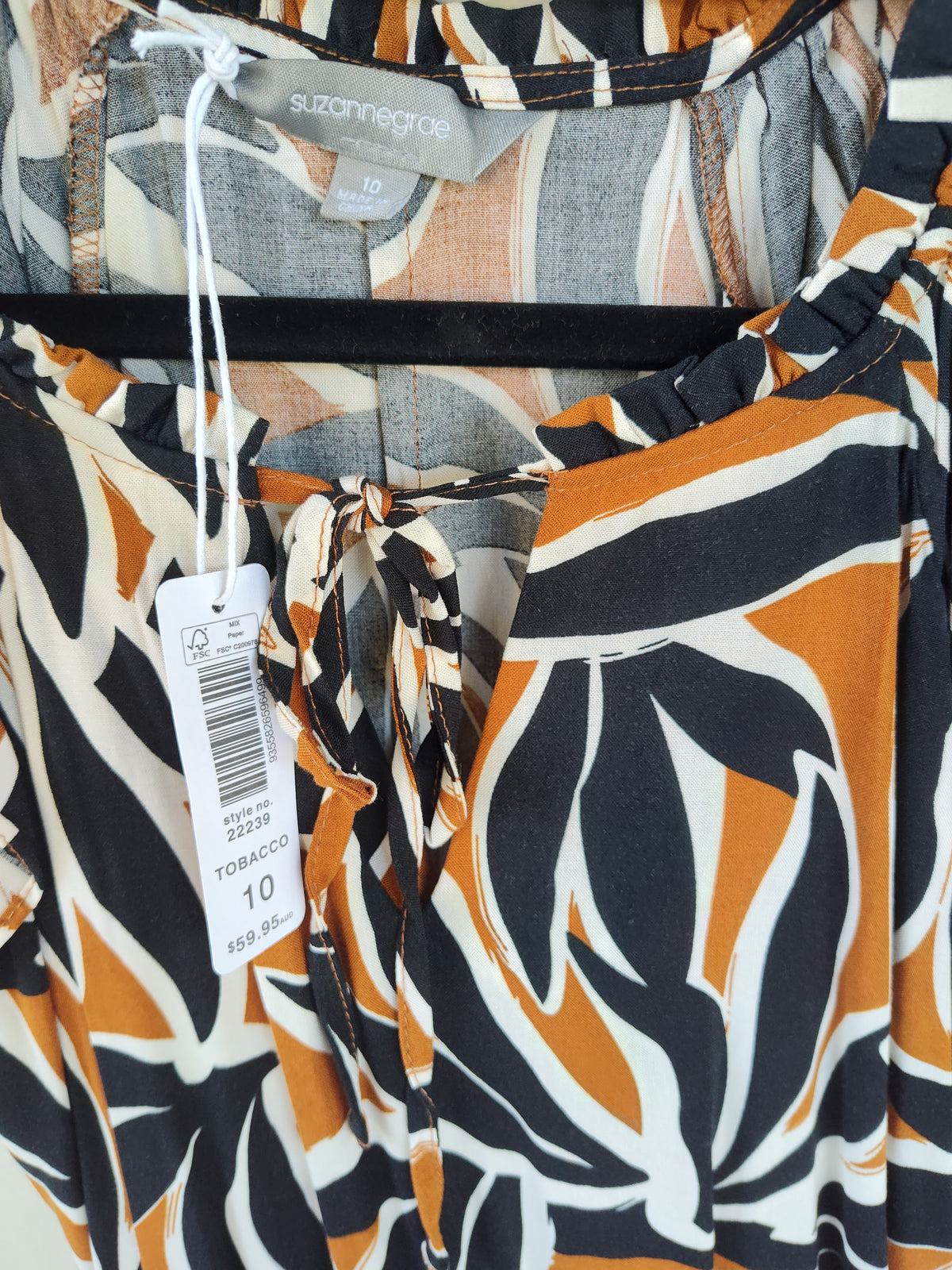 Abstract Leaf Print Midi Dress