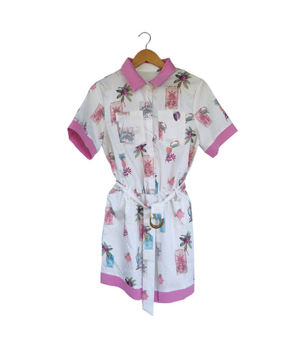 Tropical Print Shirt Jumpsuit