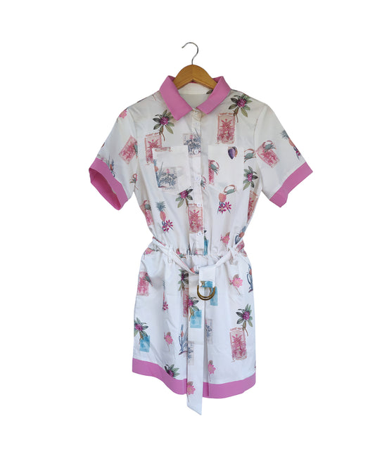 Tropical Print Shirt Jumpsuit