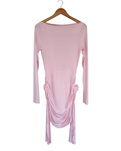 Blush pink long-sleeve mini dress