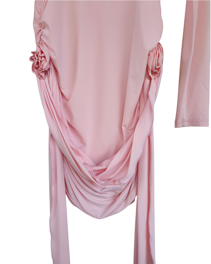 Blush pink long-sleeve mini dress