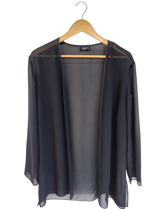 Black sheer kimono-style cardigan