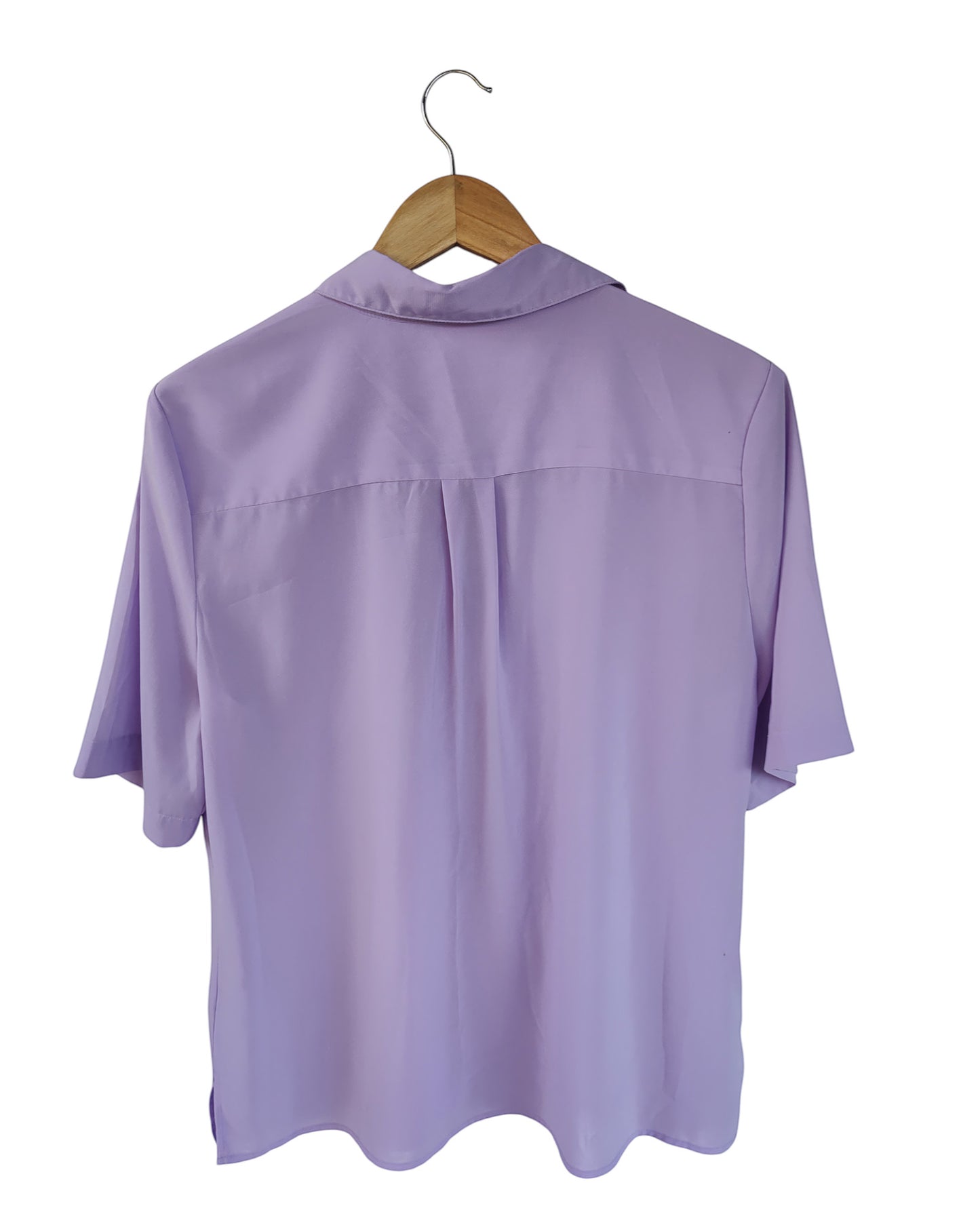 Lilac short-sleeve button-up blouse