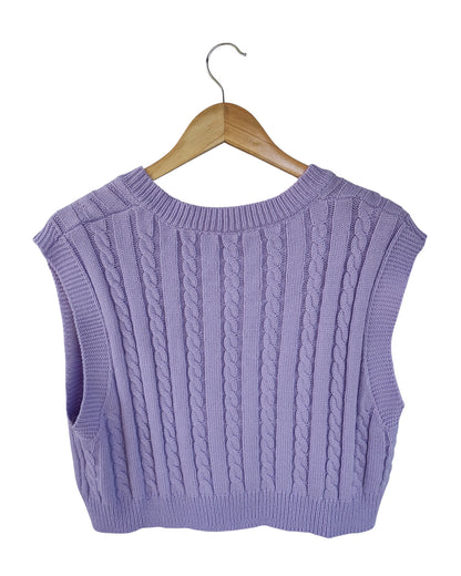 Lilac cable-knit cropped sweater vest