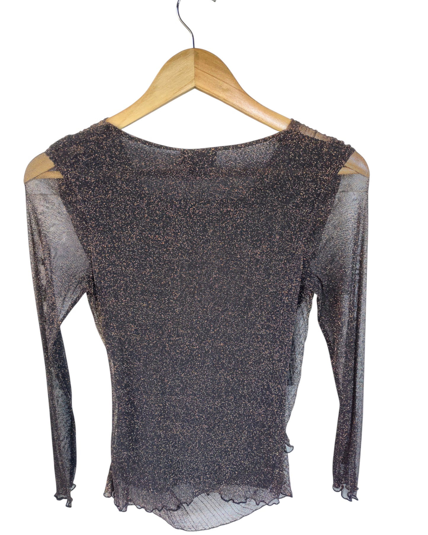 Black & Gold Shimmer Sheer Long Sleeve Top