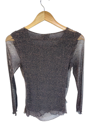 Black & Gold Shimmer Sheer Long Sleeve Top