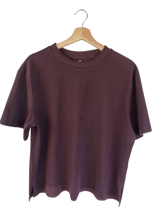 UNI QLO Brown Short Sleeve Casual Tee