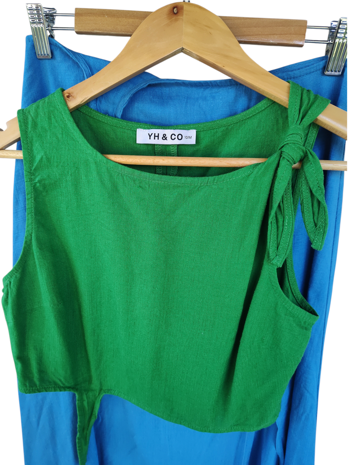 YH & CO Green & Blue Two - Piece Dress