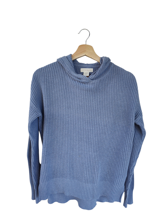 Dusty Blue Knit Hoodie