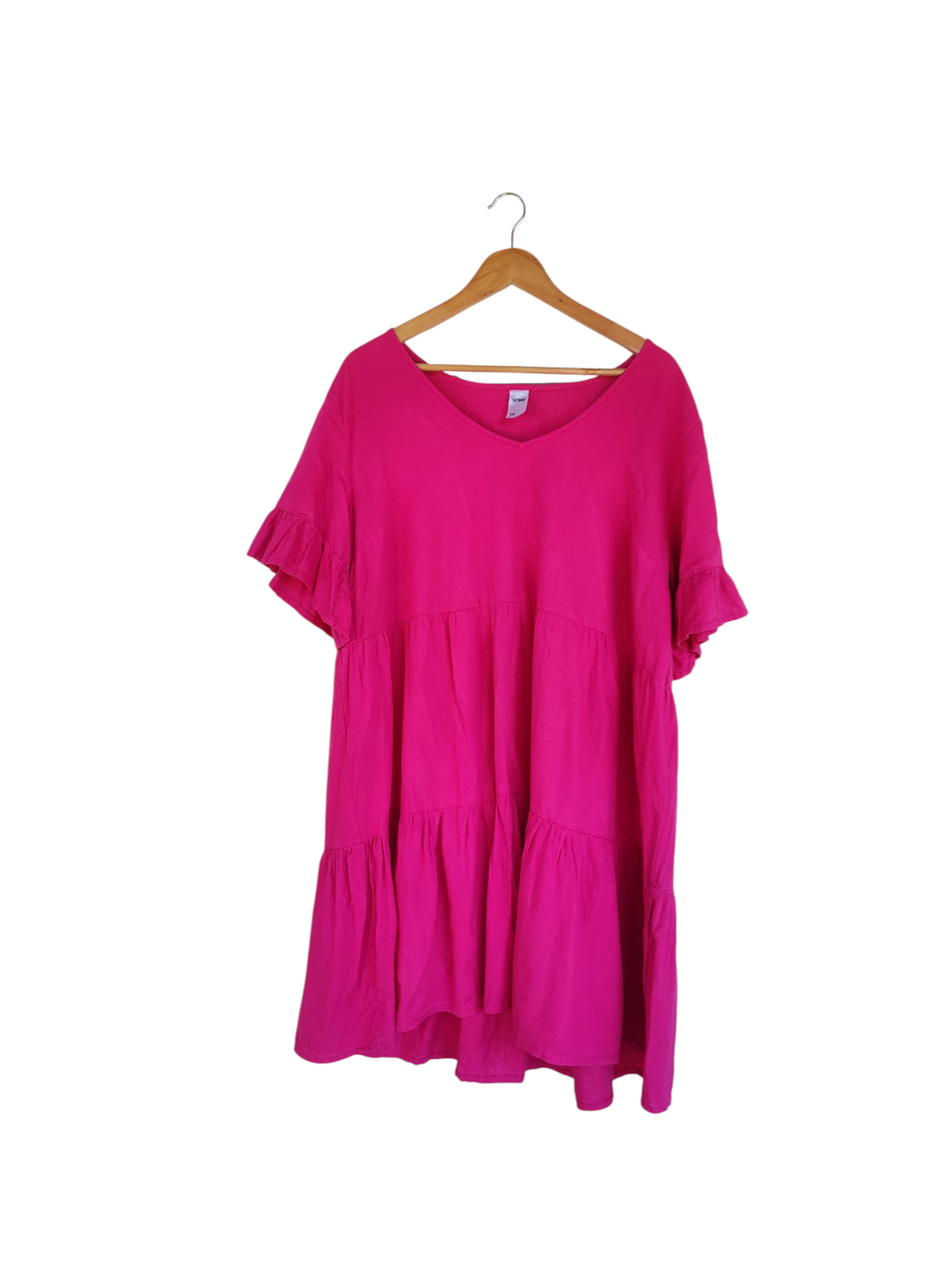 Hot Pink Tiered Ruffle Mini Dress – Size 14