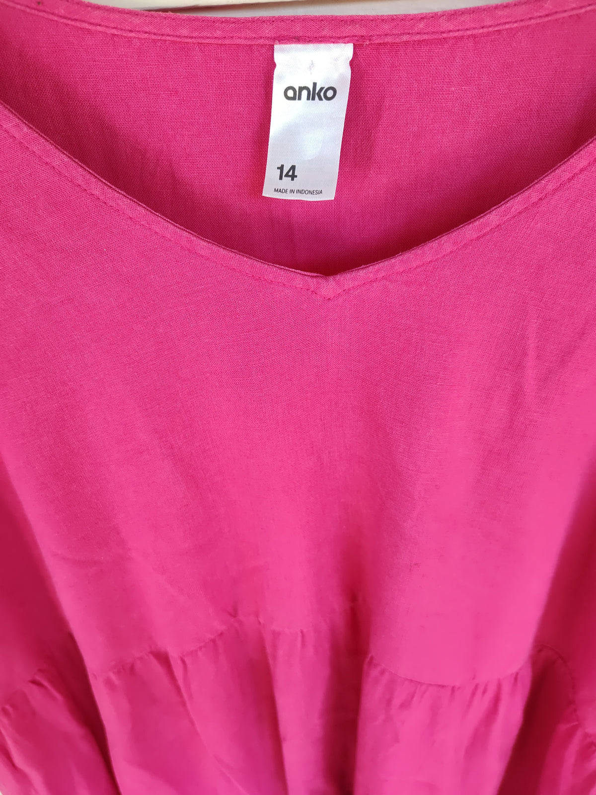 Hot Pink Tiered Ruffle Mini Dress – Size 14