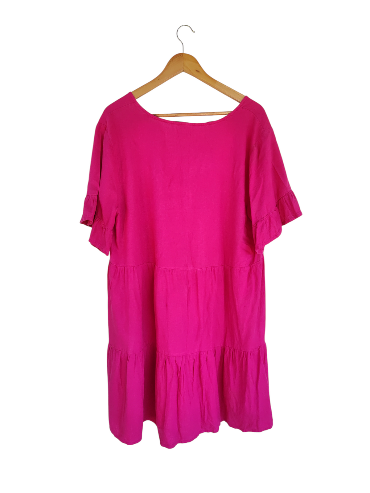 Hot Pink Tiered Ruffle Mini Dress – Size 14