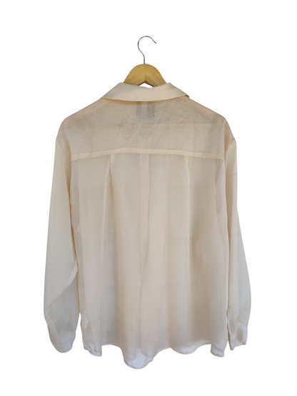 Alice in the Eve Cream Sheer Button-Up Shirt