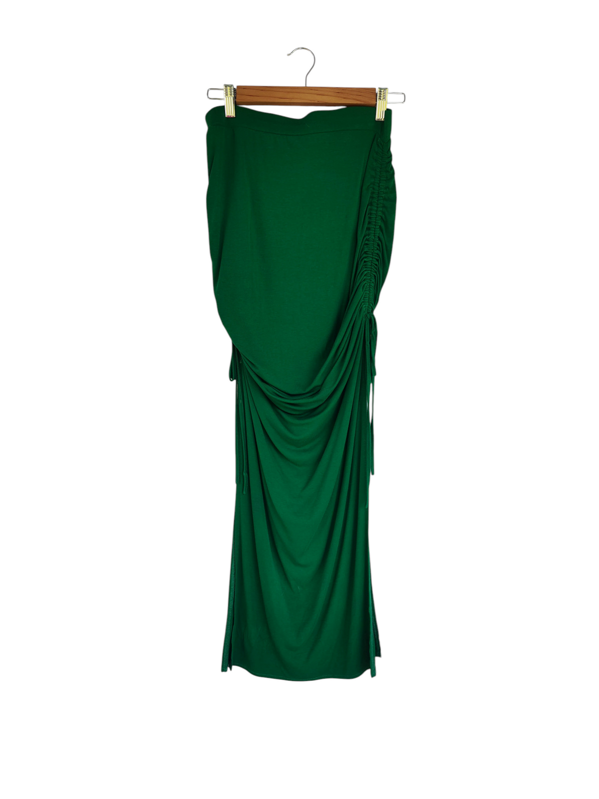 Minx & Moss Emerald Green Ruched Maxi Skirt