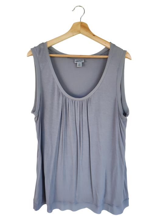 DKNY Grey Draped Scoop Neck Tank Top