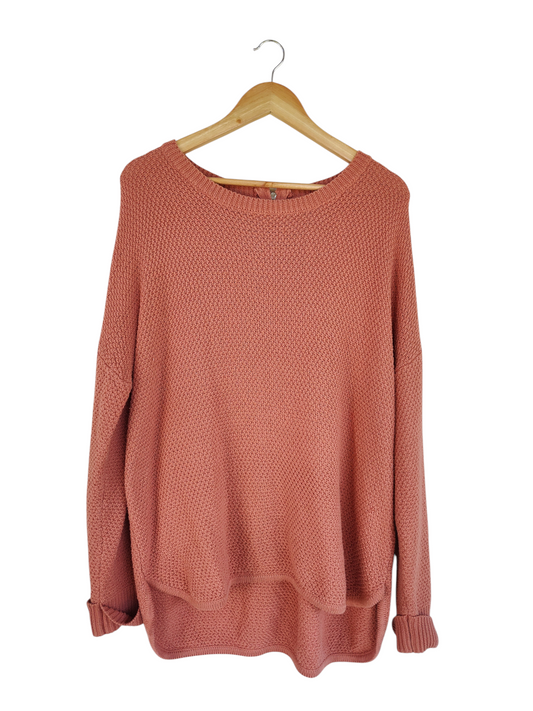 Terracotta knit jumper with a relaxed oversized fit