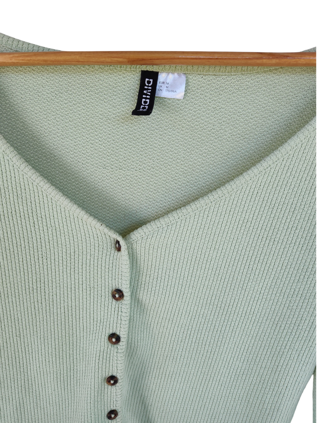 Divided Sage Green Ribbed Button Front Crop Top