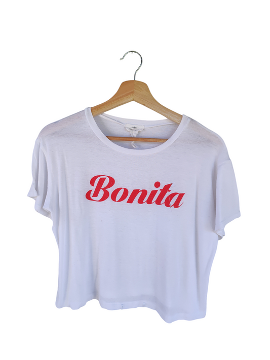 White “Bonita” Graphic Crop T-Shirt