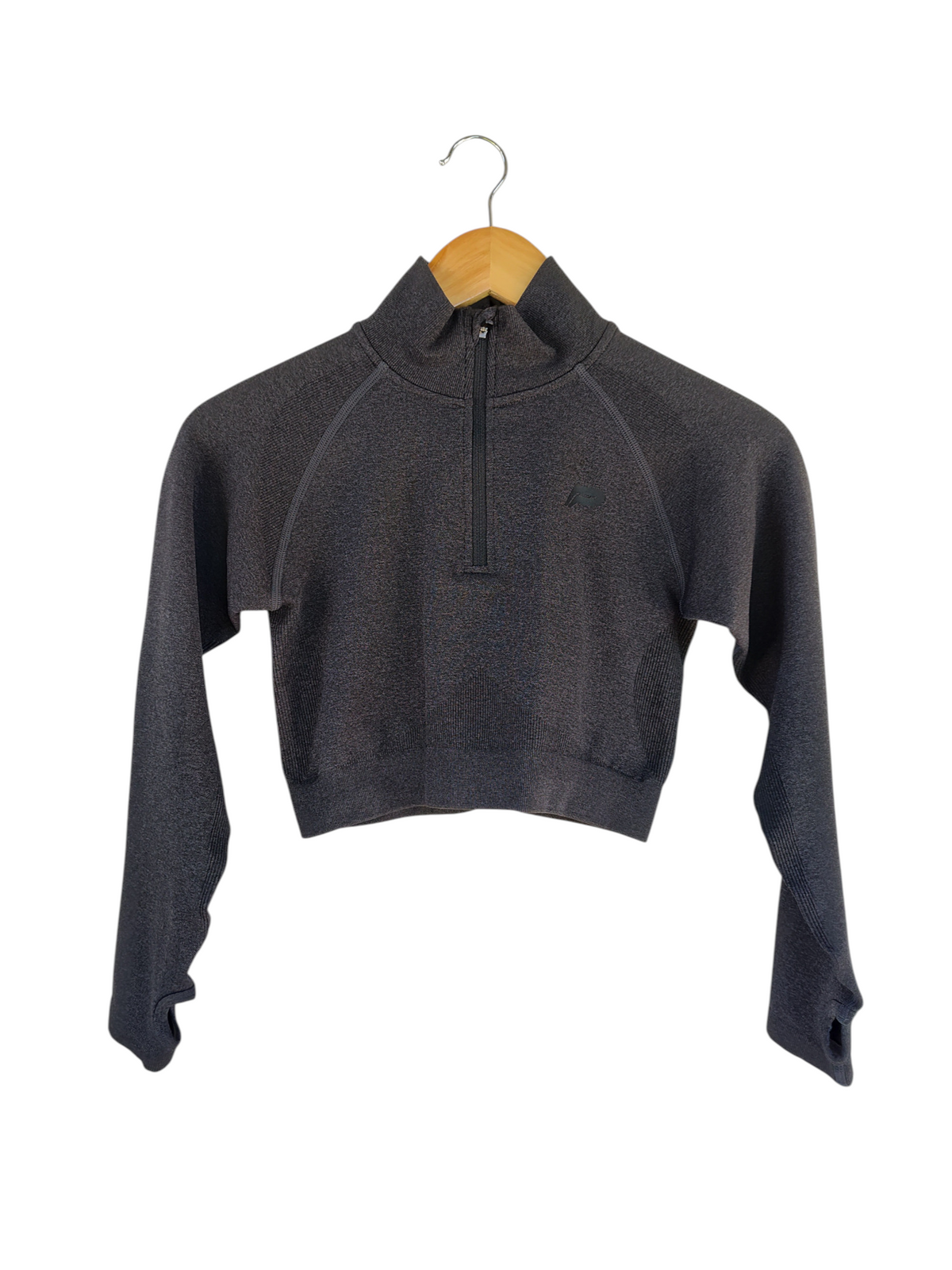 Charcoal Seamless Cropped 1/4 Zip Active Top