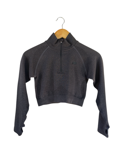 Charcoal Seamless Cropped 1/4 Zip Active Top