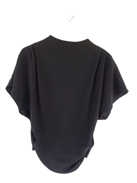 H&M Black Draped Short Sleeve Blouse