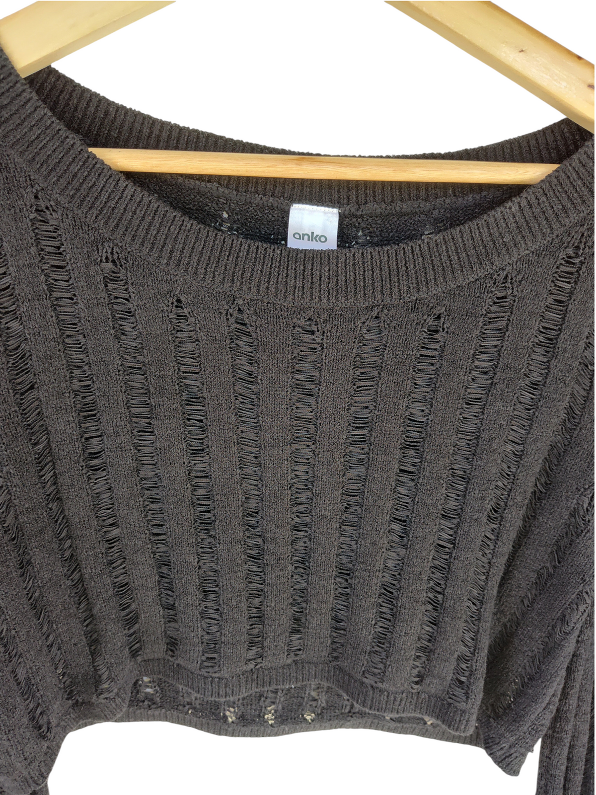 Black Open-Knit Cropped Jumper