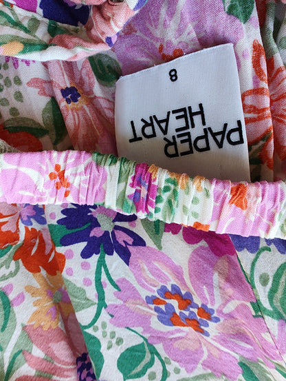 Paper Heart Colourful Floral Tiered Maxi Skirt