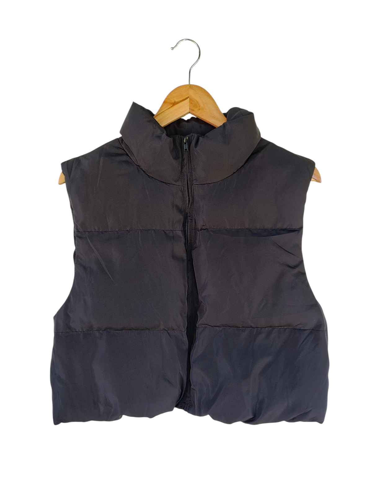 Black Cropped Puffer Vest