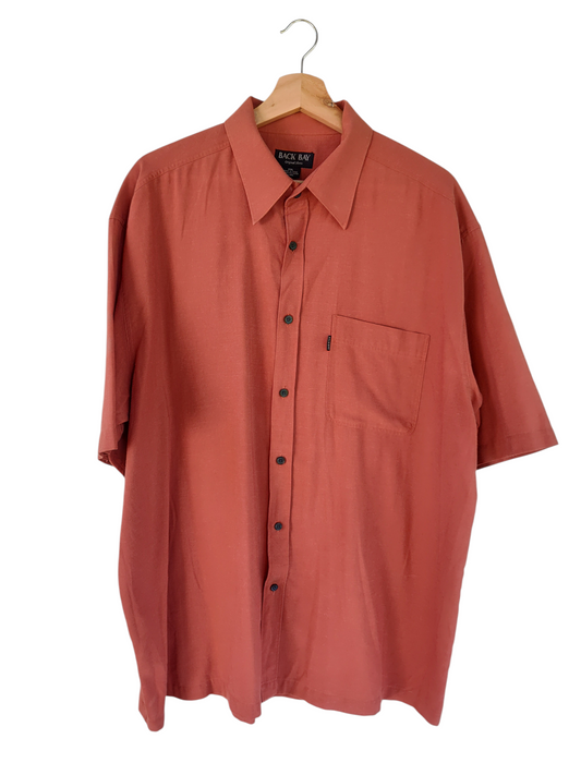 Back Bay Terracotta Linen Blend Short Sleeve Shirt